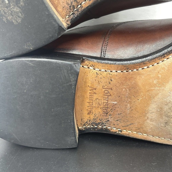 JOHNSTON‎ & MURPHY Flynch Cap Toe Calfskin Dress Shoes Brown Italy Men 11.5 main image 10